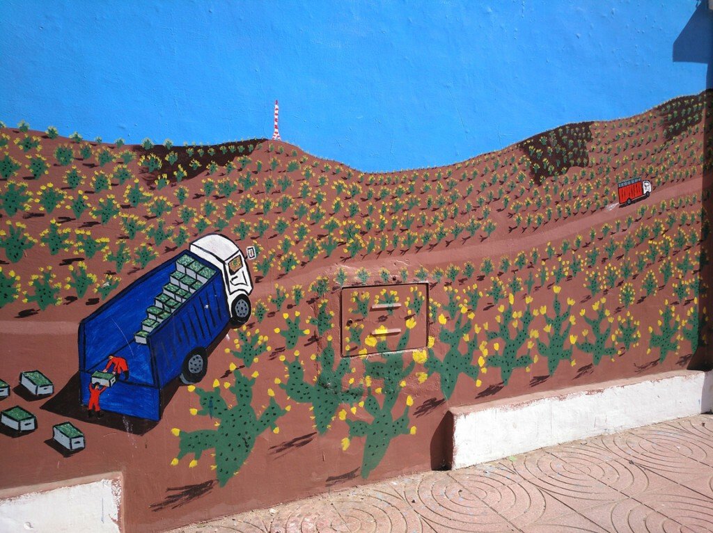 Mural que representa la recogida del chumbo