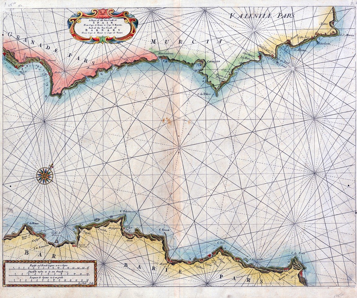 Mapa de la costa del Rif y costa del levante español