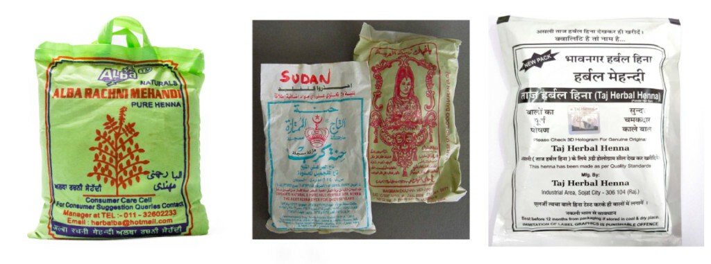 Henna empaquetada de Sudán e India